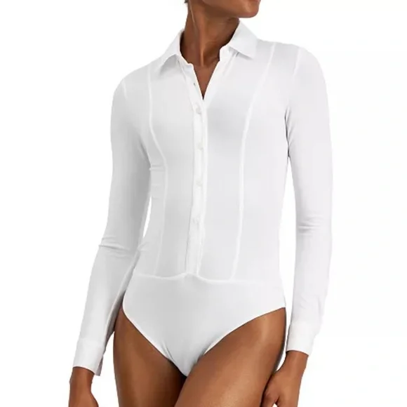DONNA KARAN BUTTON FRONY LONG SLEEVE BODYSUIT - Picture 4 of 4